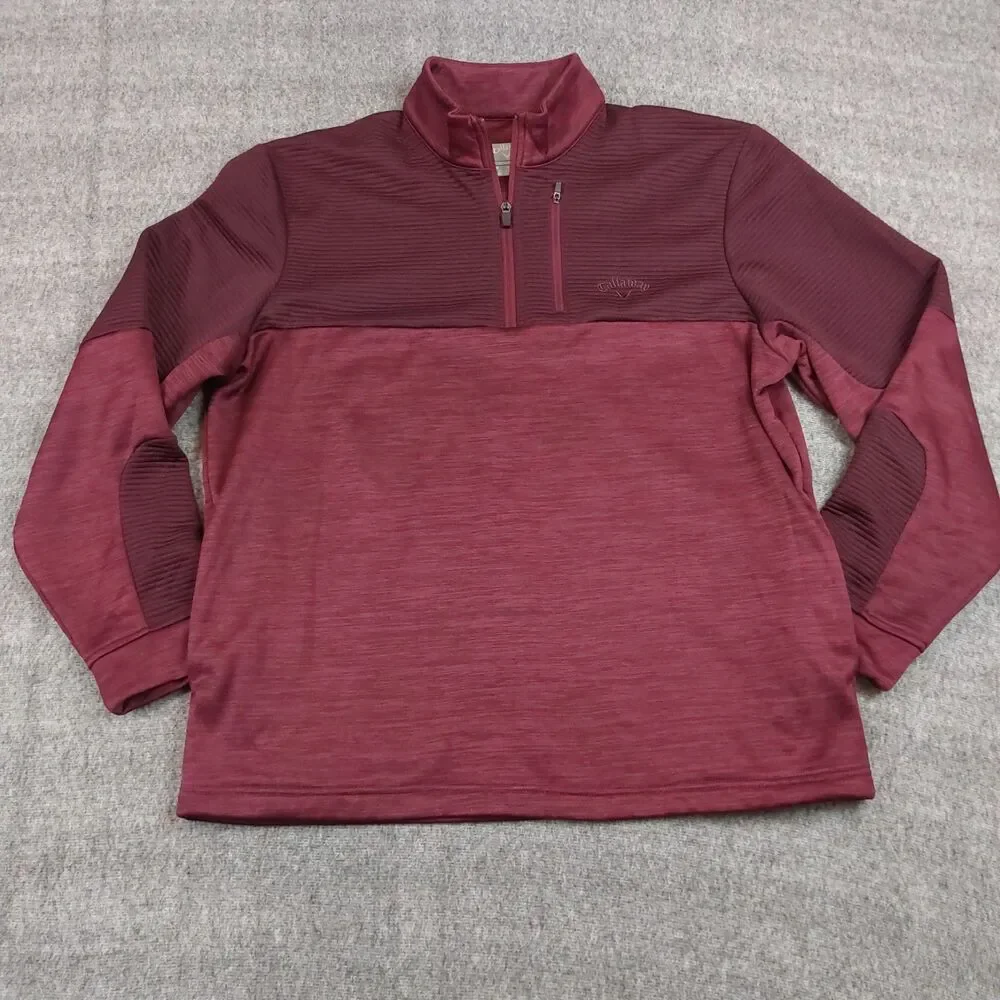 Callaway Quarter Zip Pullover Sweater Men's Med Red Long Sleeve Golf Ribbed